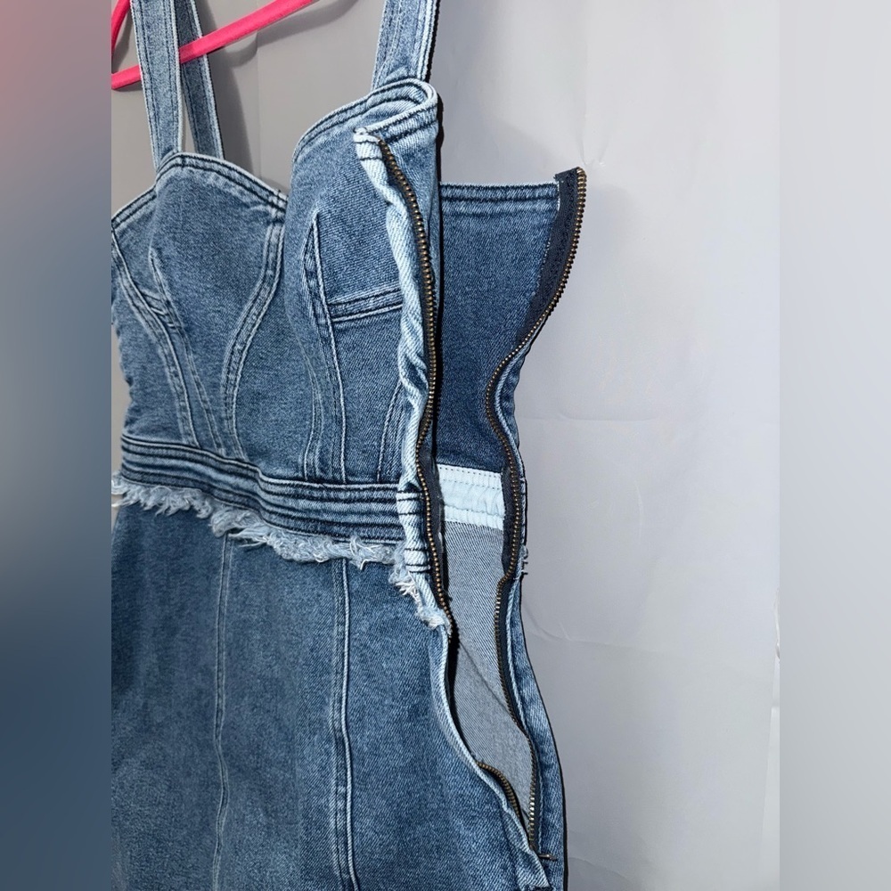 7 Seven For All Mankind Fray Denim Dress Size S - Picture 5 of 8
